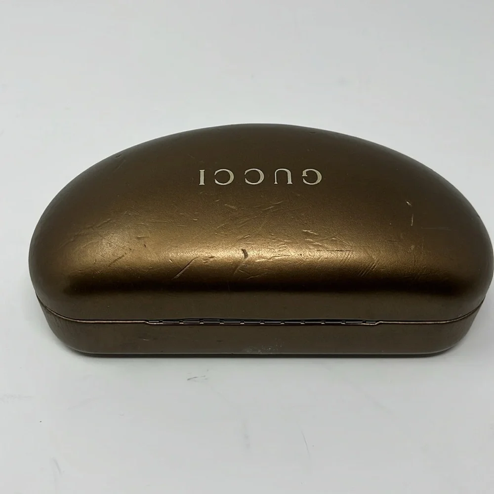 Gucci Guccissimo Clamshell Eyeglass/Sunglass Case in Metallic Gold